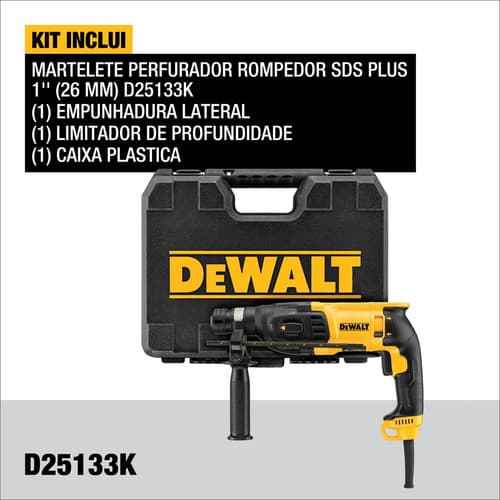 Martelete Perfurador Rompedor 3 Modos 1.500 Rpm Dewalt D25133k Com Maleta Amarelo 220v 60 Hz 3