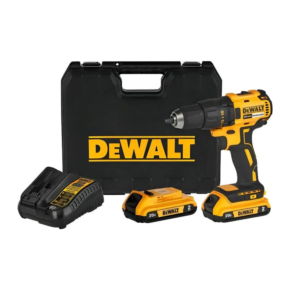 Furadeira e Parafusadeira Dewalt DCD7771D2 com Carregador Bivolt, 2 Baterias 2 Ah Amarelo 20V