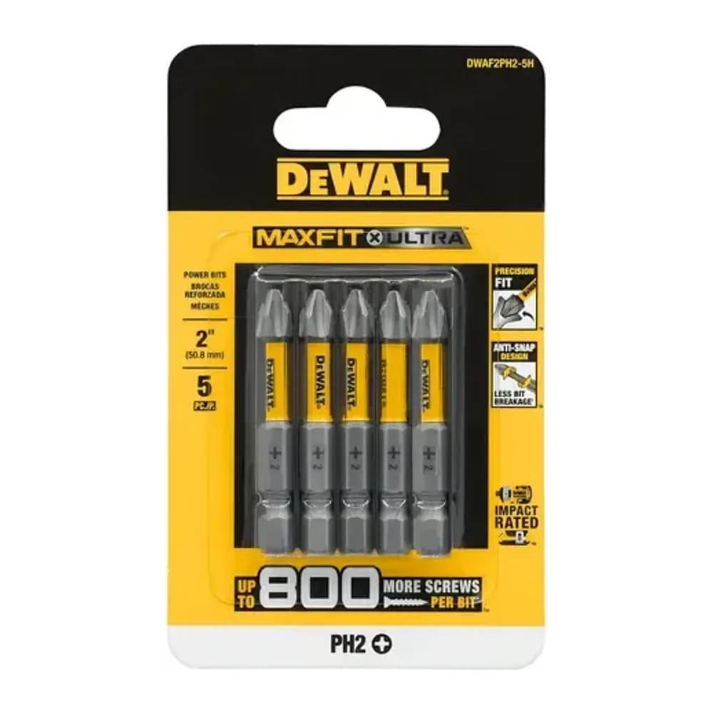 Jogo Bits Impacto 5PCS Dewalt DWAF2PH2-5H Maxfit 50MM Ponta Phillips PH2