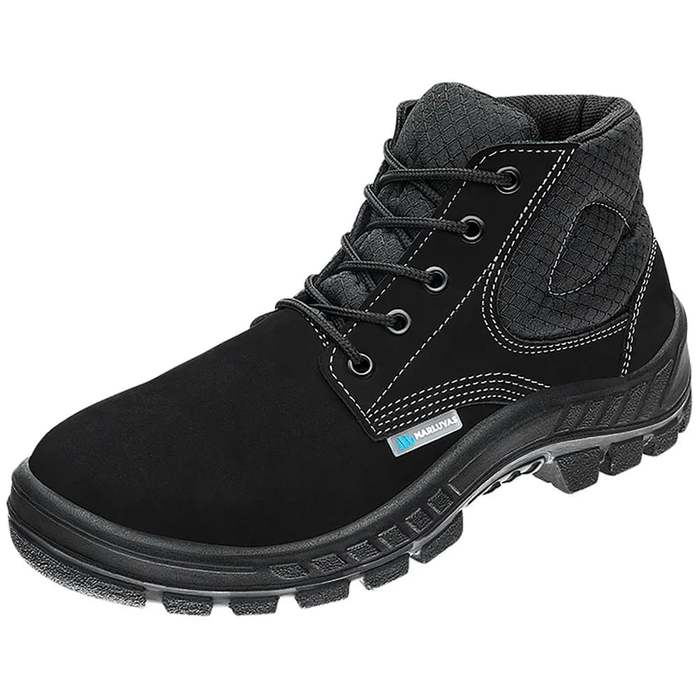 50B26-CB-BP, 37 BOTA C/ CADARCO BICO PLASTICO COURO NOBUCK PRETO 15/17 NEW PRIME SALTO NUBUCK