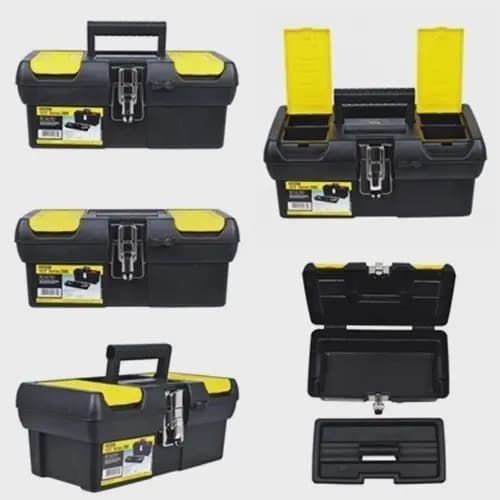 Caixa De Ferramentas Millenium 12,5 Stanley, Modelo 013013s, Caixa Fabricada Em Polipropileno Com Fechos Em Metal Niquelado E Bandeja Organizadora, Capacidade De 50kg Preto 12