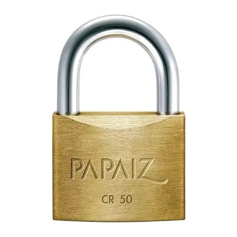 Cadeado em Latão de CR50 com 2 Chaves Linha Clássica Papaiz Cor Dourado