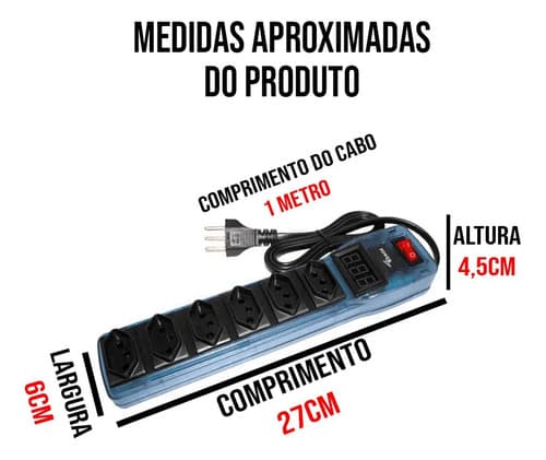 Régua Elétrica Medidor De Voltagem Profissional Cor Azul 127/220v 2