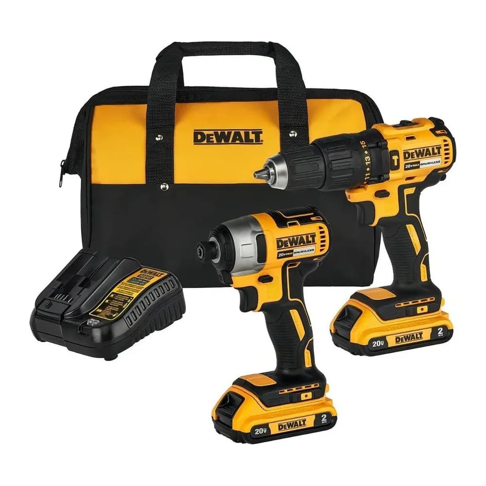 Combo Parafusadeira Furadeira de Impacto 13MM + Parafusadeira de Impacto 6,3MM Dewalt DCK276D2 Amarelo